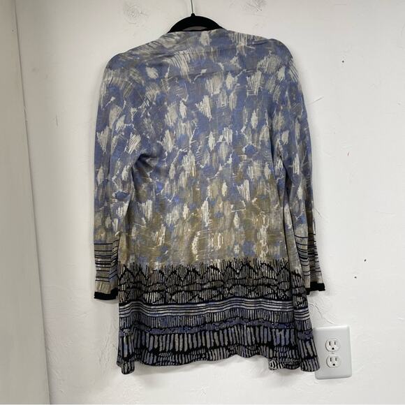 Nic & Zoe Blue & Gold Printed Open Front Lightweight Cardigan Sweater Womens S - Picture 8 of 8